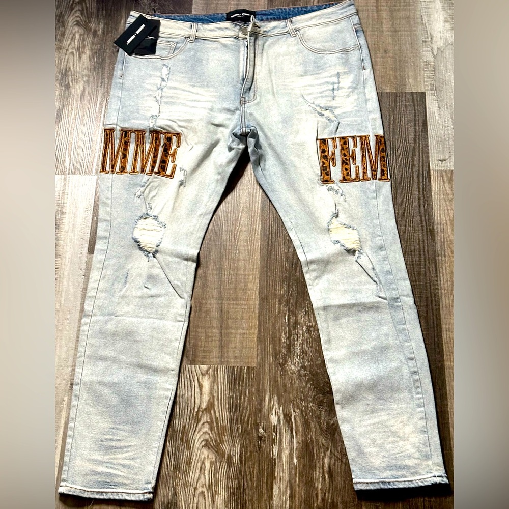 NWT-🔥HOMME + FEMME DESIGNER DENIM JEANS SIZE 42 MEN’S🔥